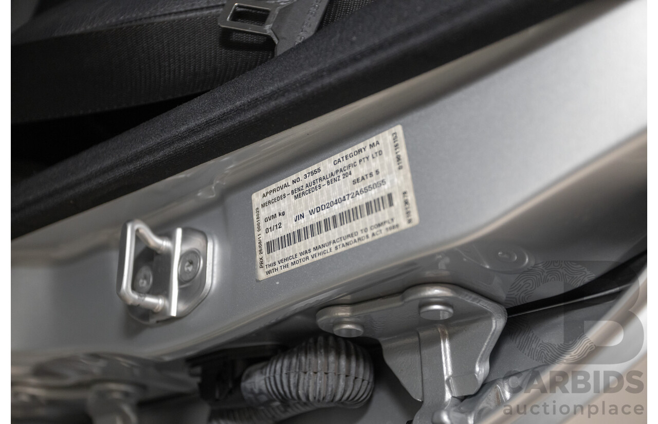 1/2012 Mercedes-Benz C250 Avantgarde BE W204 MY11 4D Sedan Iridium Silver Metallic Turbo 1.8L