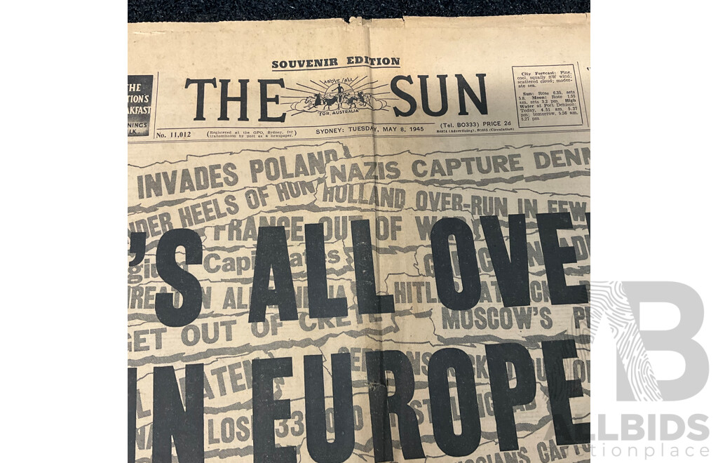 1945 Daily Mirror, Daily Telegraph, the Sun Newspapers, and 1940-45 Australian Army Operations Booklet and the Sunday Morning Herald 1/1/2021 Newspapers