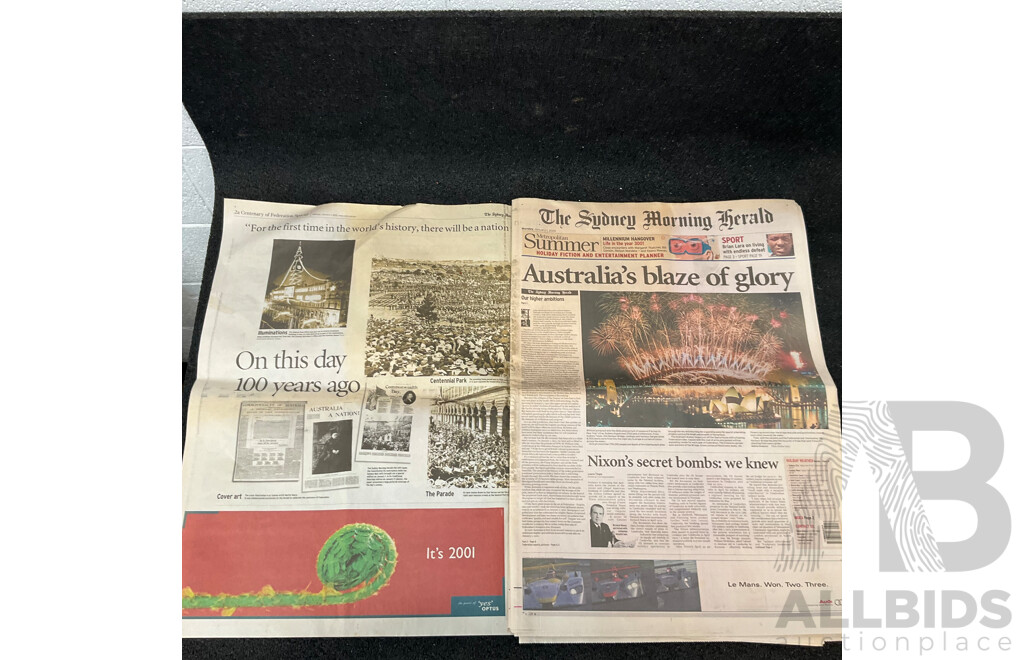 1945 Daily Mirror, Daily Telegraph, the Sun Newspapers, and 1940-45 Australian Army Operations Booklet and the Sunday Morning Herald 1/1/2021 Newspapers