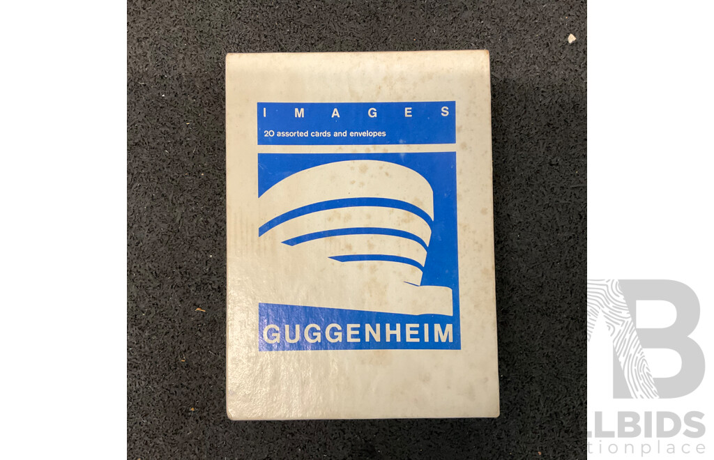 Two BETRENS Framed City View Paintings on Canvas & Guggenheim Postcards with Assorted Painting Tools