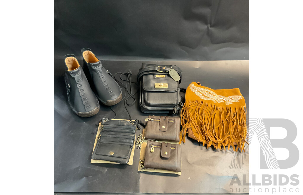 Caoutchouc Shoes Size 42 and Assorted Crosbody Bags and Wallets