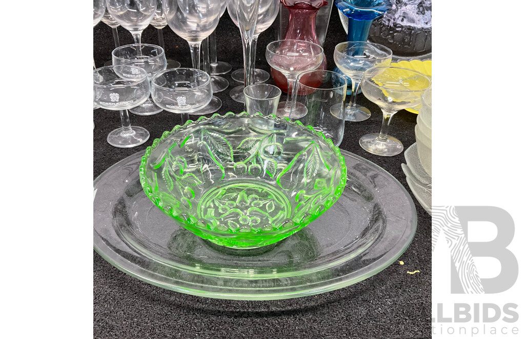 Assorted Glassware - Plates, Various Wine Glasses, Bowls, and More