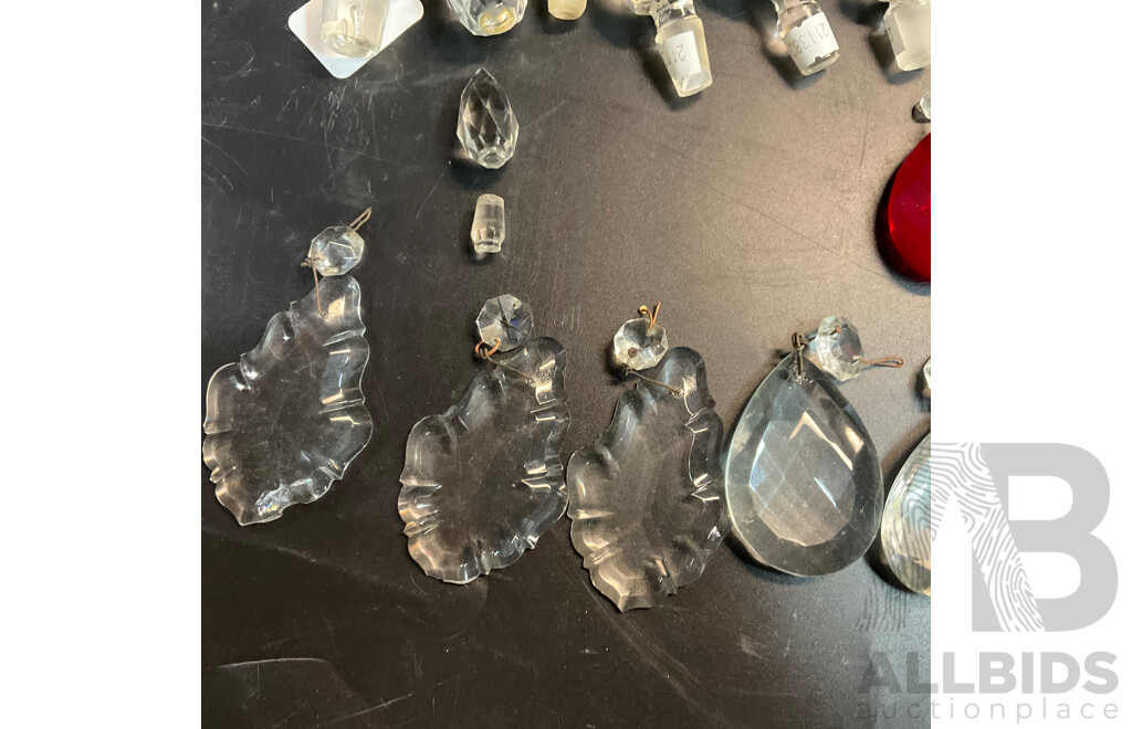 Collection of Chandelier Crystals and Glass Stopper Pieces