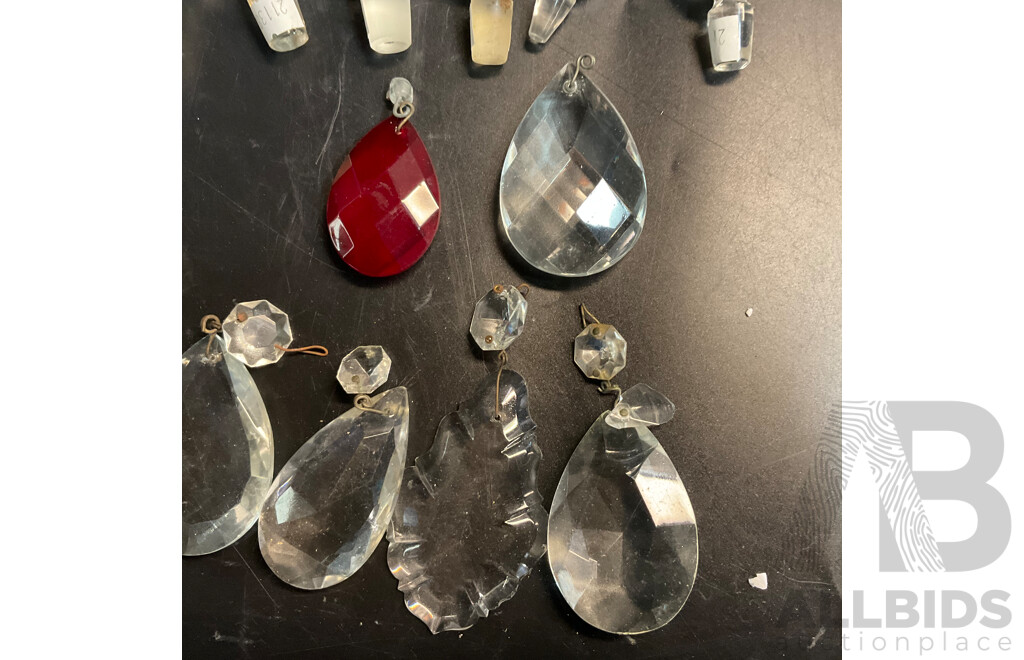 Collection of Chandelier Crystals and Glass Stopper Pieces