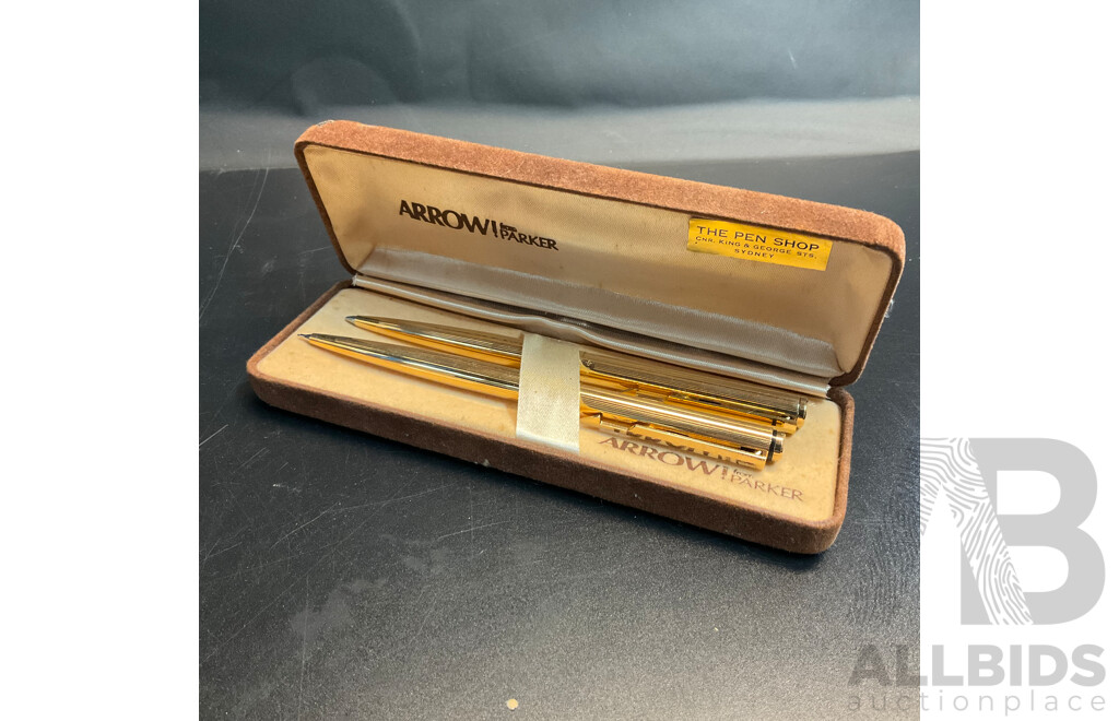 Set of Parker Arrow Ballpoint Pens/Pencils & Assorted Photo Frames and Candy Cane Lane Sign