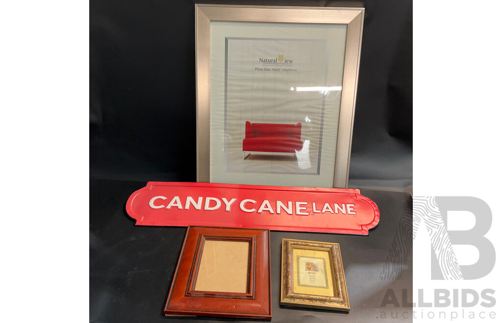 Set of Parker Arrow Ballpoint Pens/Pencils & Assorted Photo Frames and Candy Cane Lane Sign