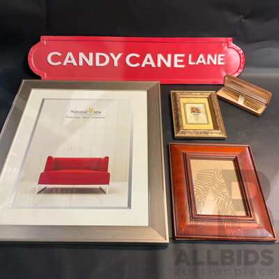 Set of Parker Arrow Ballpoint Pens/Pencils & Assorted Photo Frames and Candy Cane Lane Sign