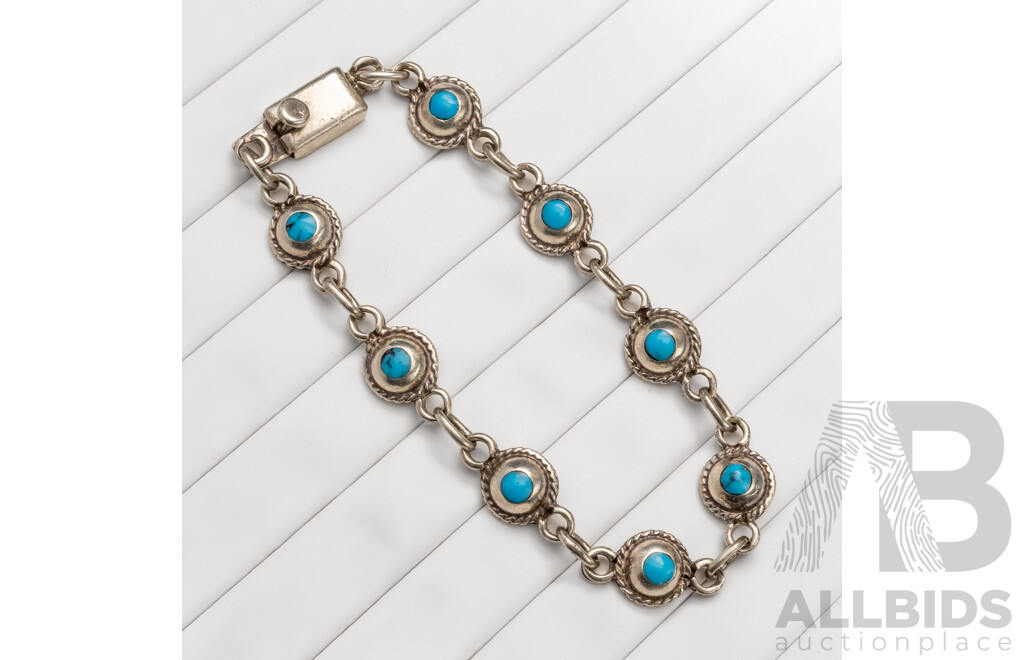 925 Sterling Silver Bracelet with Turquoise - 22.44gms