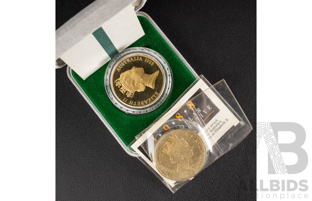 Australian RAM 1988 Proof and UNC Five Dollar Coins, Opening New Parliament House