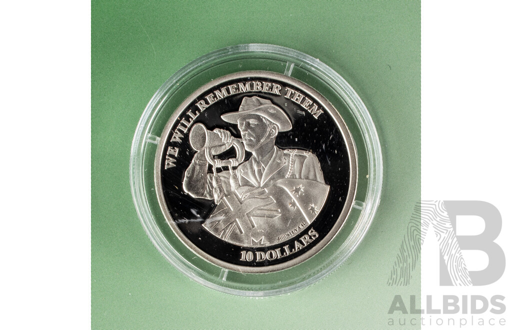 Australian Macquarie Mint 2012 Silver Ten Dollar Coin, We Will Remember Them .500
