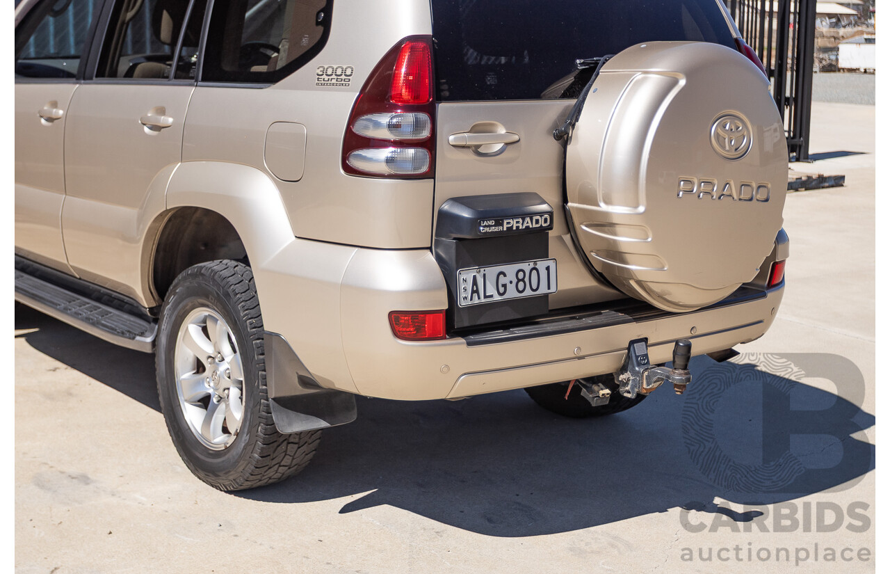 1/2008 Toyota Landcruiser Prado GXL (4x4) KDJ120R 07 UPGRADE 4d Wagon Gold Turbo Diesel 3.0L -8 Seats
