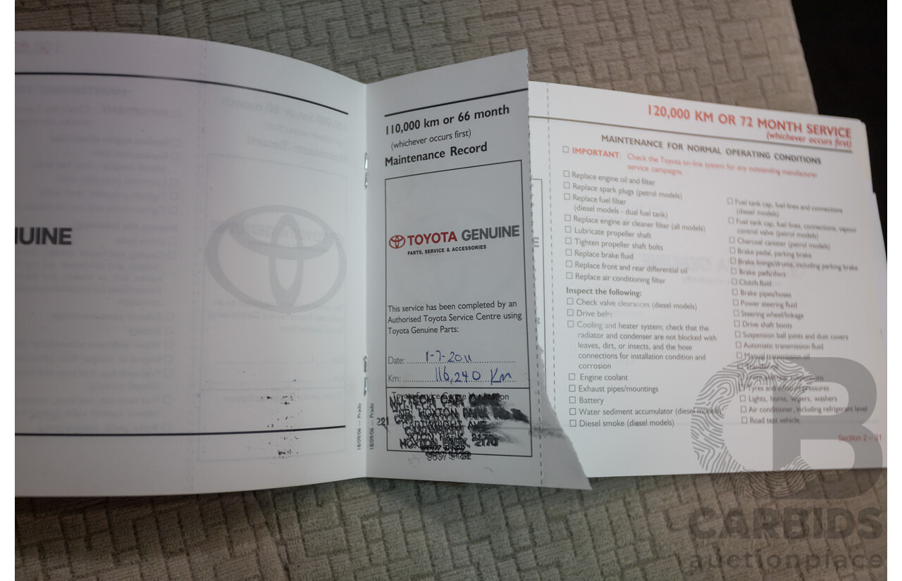 1/2008 Toyota Landcruiser Prado GXL (4x4) KDJ120R 07 UPGRADE 4d Wagon Gold Turbo Diesel 3.0L -8 Seats