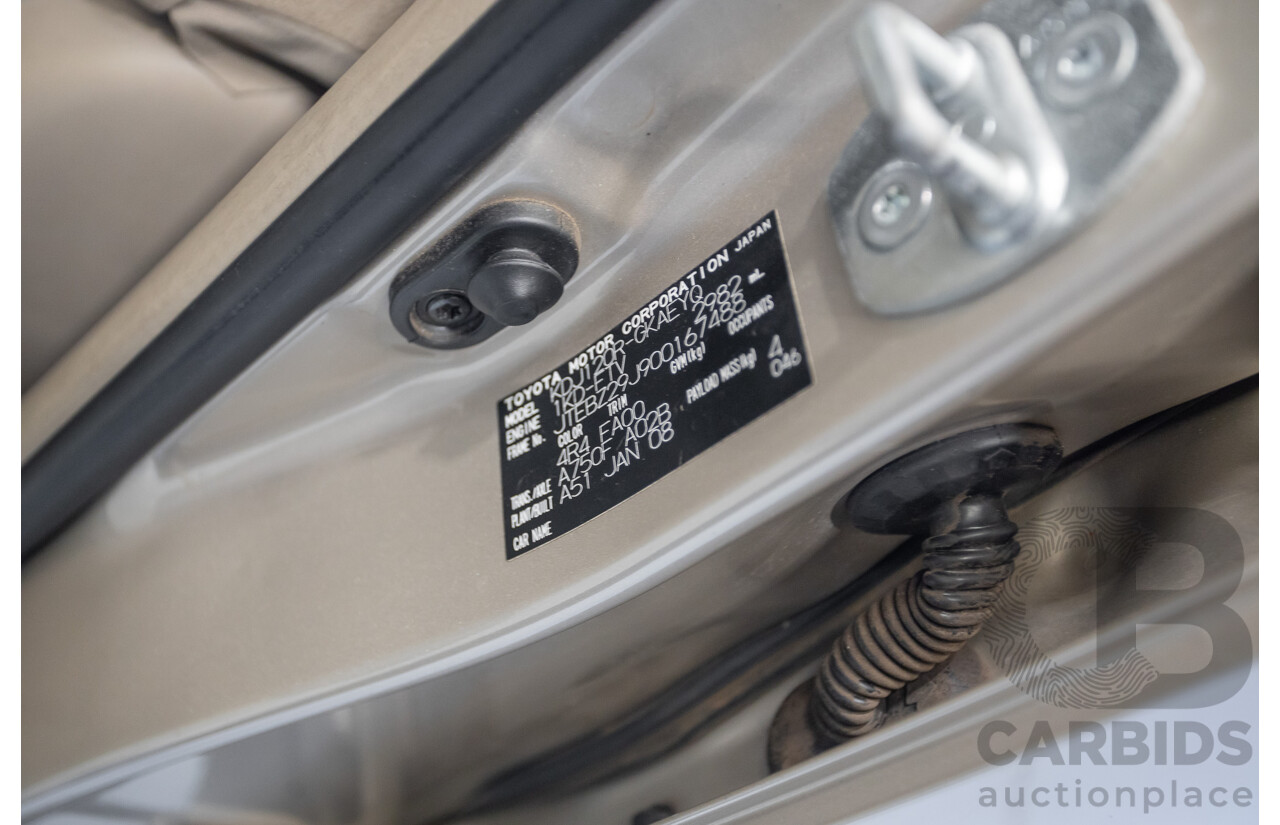 1/2008 Toyota Landcruiser Prado GXL (4x4) KDJ120R 07 UPGRADE 4d Wagon Gold Turbo Diesel 3.0L -8 Seats