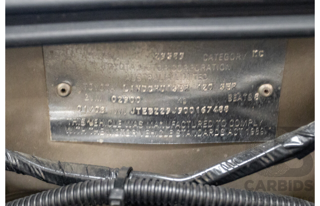 1/2008 Toyota Landcruiser Prado GXL (4x4) KDJ120R 07 UPGRADE 4d Wagon Gold Turbo Diesel 3.0L -8 Seats