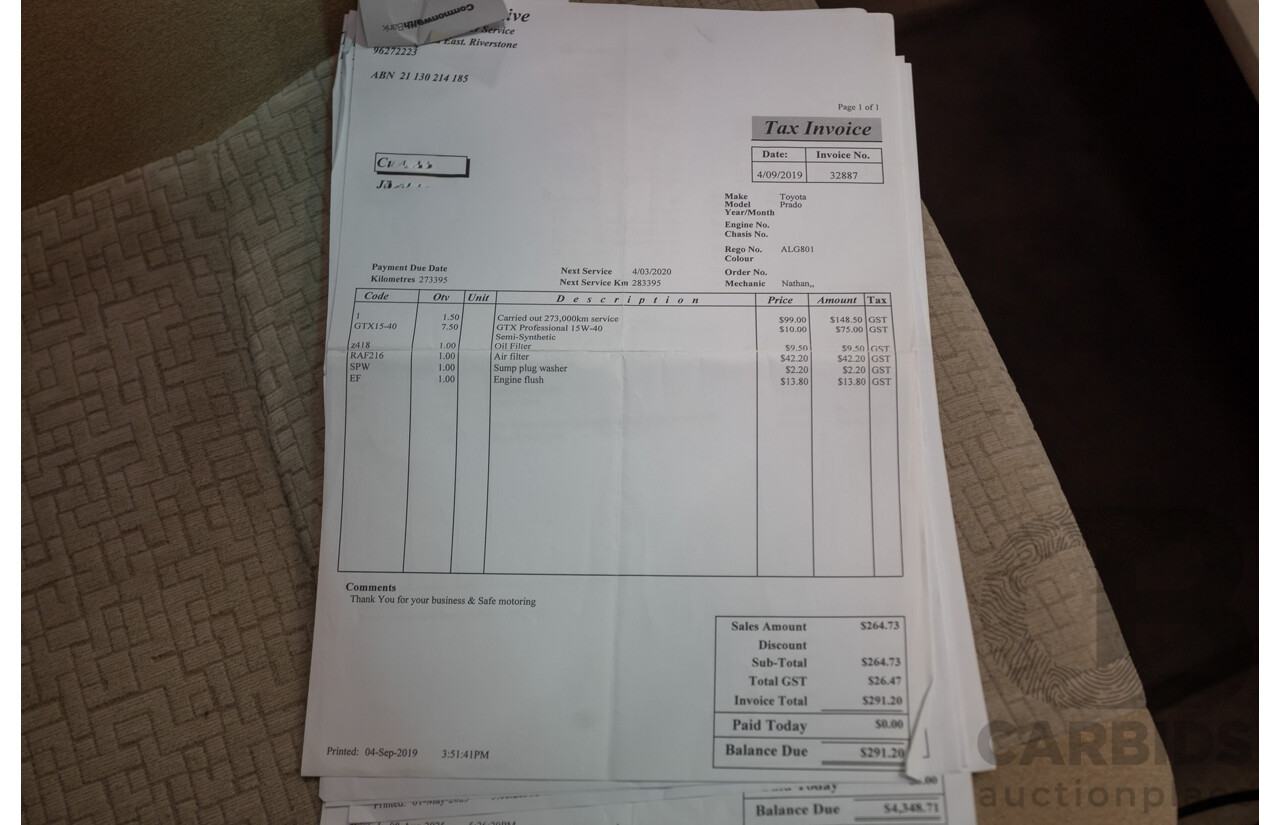 1/2008 Toyota Landcruiser Prado GXL (4x4) KDJ120R 07 UPGRADE 4d Wagon Gold Turbo Diesel 3.0L -8 Seats