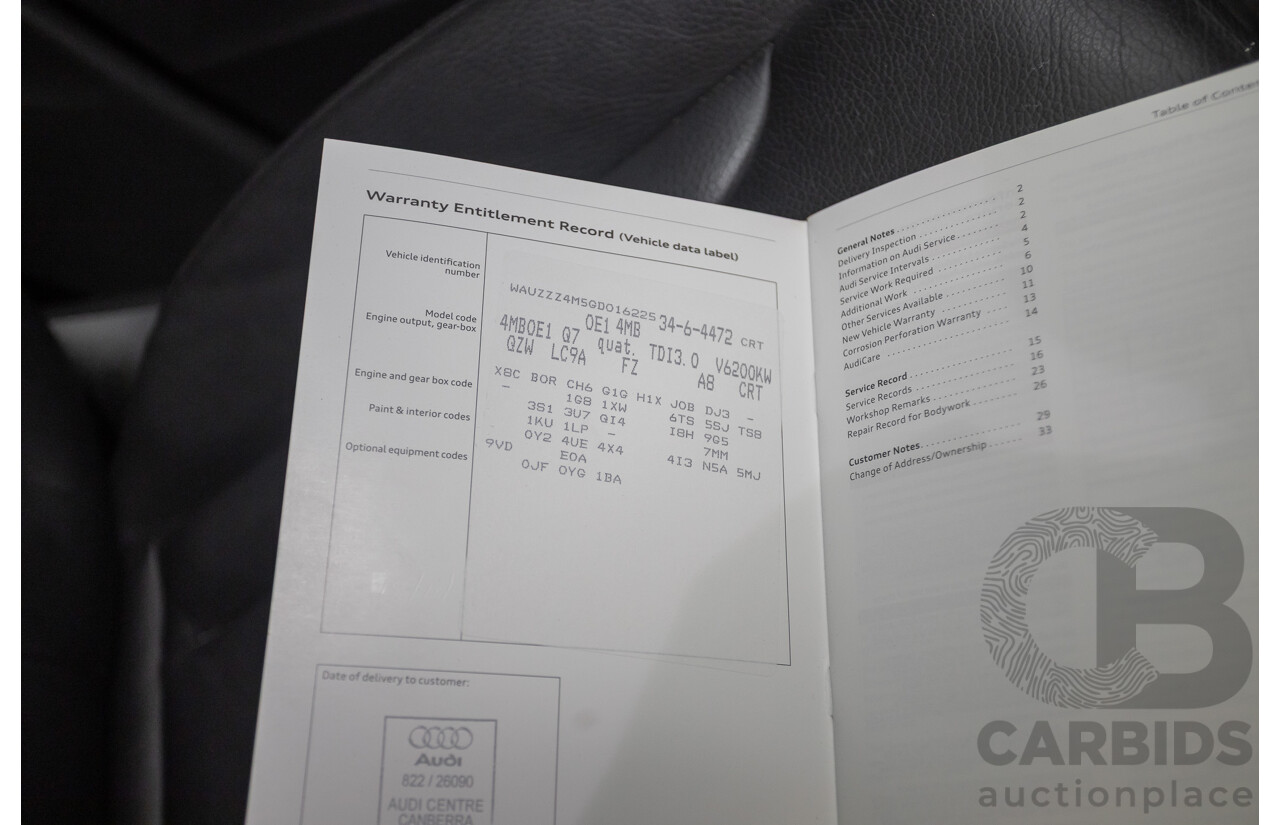 11/2015 Audi Q7 3.0 TDI Quattro (AWD) 4M 4D Wagon Pure White (200kW) Turbo Diesel 3.0L - 7 Seats