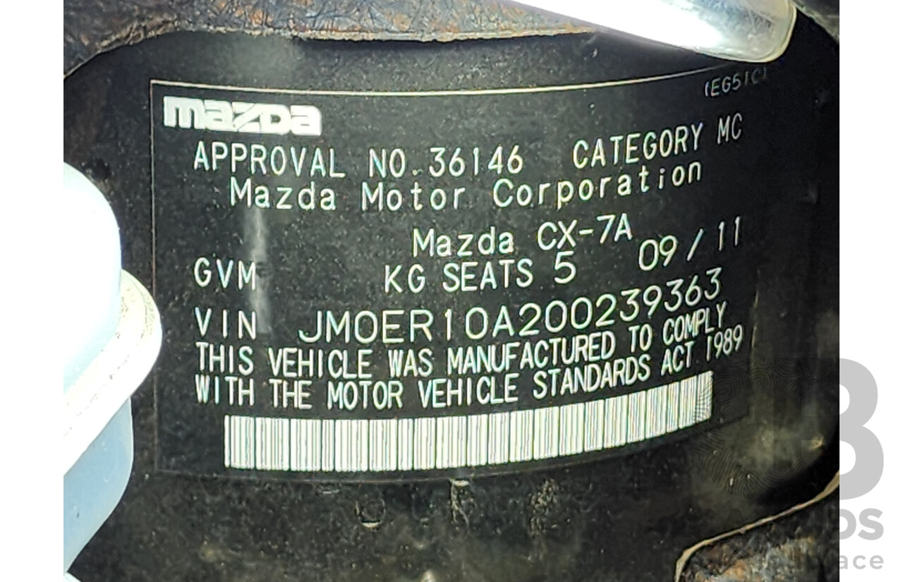 9/2011 Mazda Cx-7 Diesel Sports (4x4) ER MY10 4d Wagon Black 2.2L