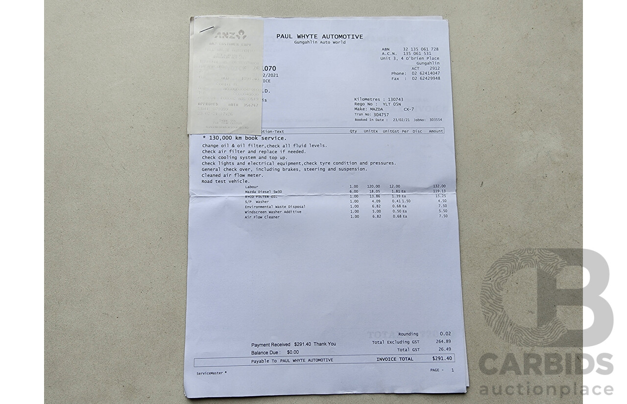 9/2011 Mazda Cx-7 Diesel Sports (4x4) ER MY10 4d Wagon Black 2.2L