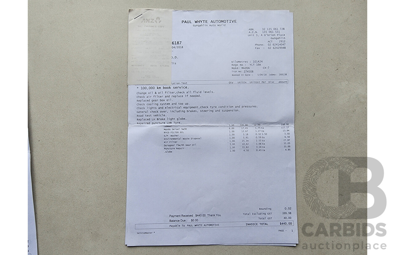 9/2011 Mazda Cx-7 Diesel Sports (4x4) ER MY10 4d Wagon Black 2.2L