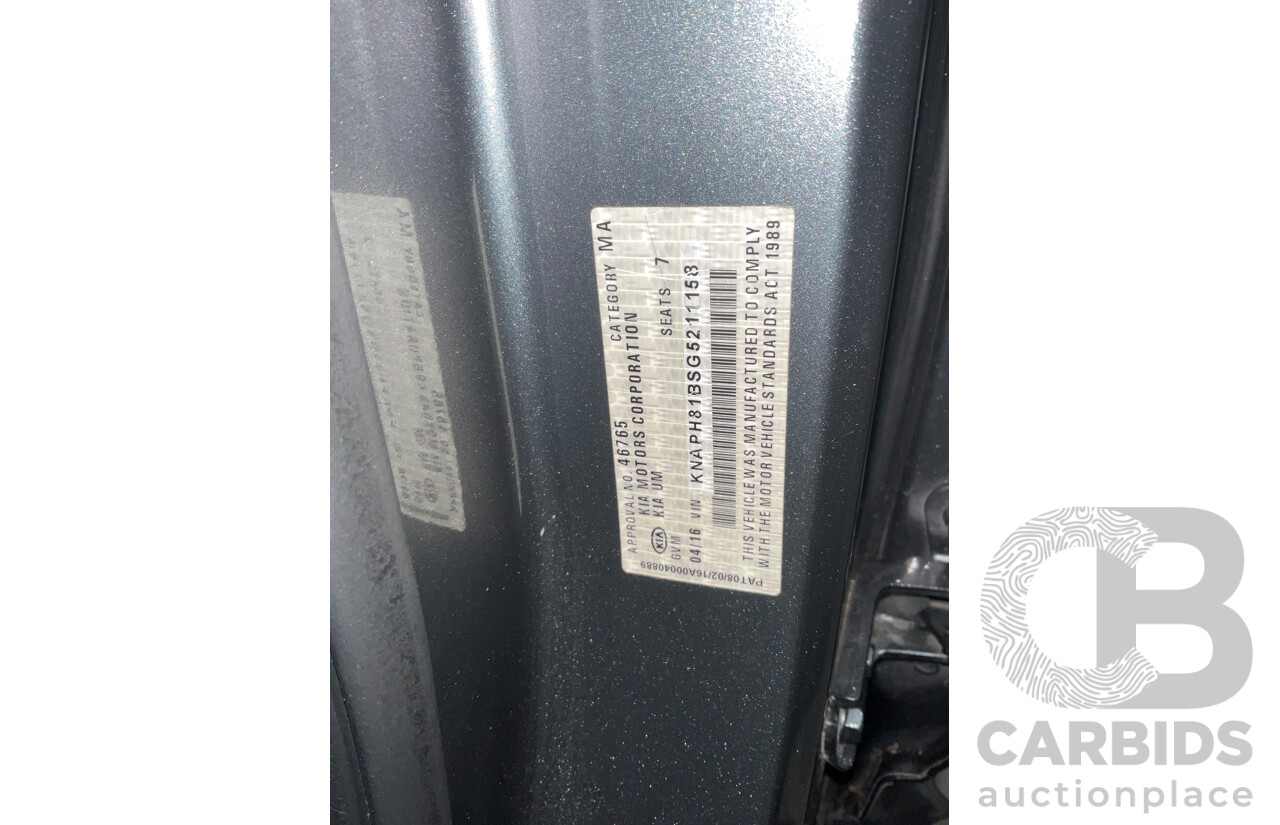 04/2016 Kia Sorento Platinum (AWD) UM MY16 4d Wagon Graphite Steel Metallic Turbo Diesel 2.2L