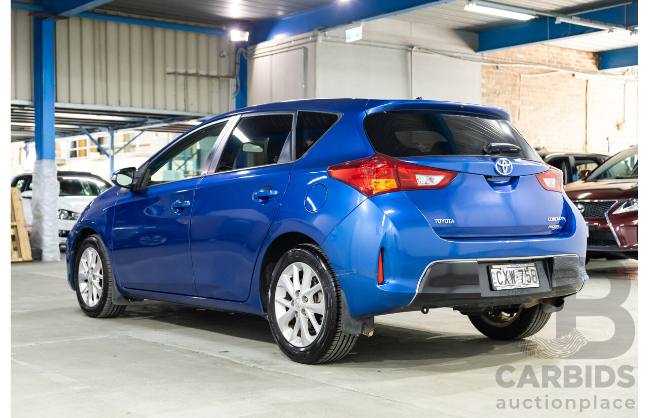 01/2015 Toyota Corolla ASCENT SPORT FWD ZRE182R 5D Hatchback Blue Streak Metallic 1.8L