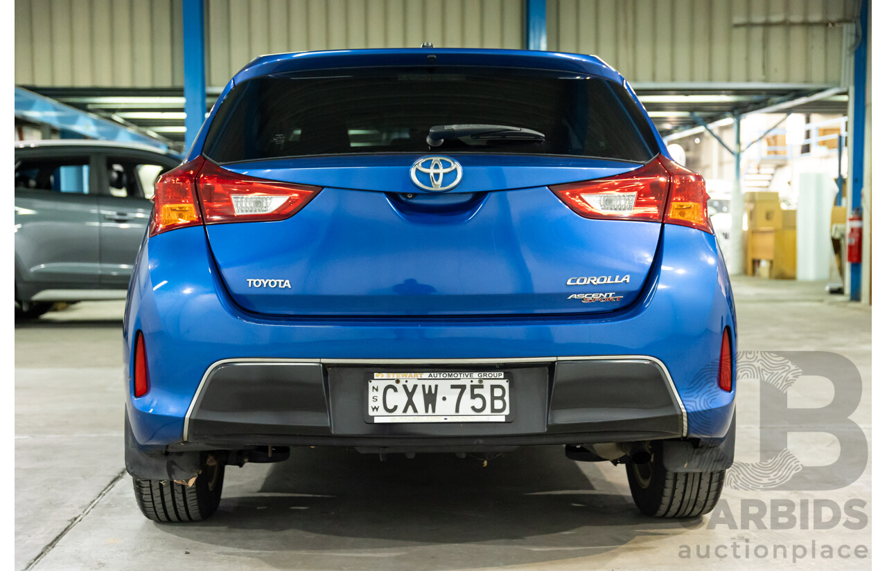 01/2015 Toyota Corolla ASCENT SPORT FWD ZRE182R 5D Hatchback Blue Streak Metallic 1.8L