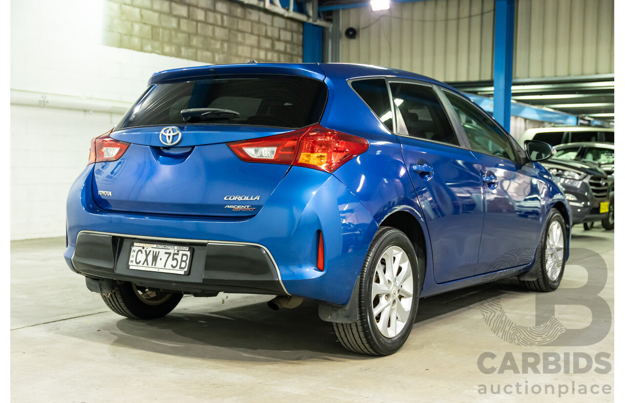 01/2015 Toyota Corolla ASCENT SPORT FWD ZRE182R 5D Hatchback Blue Streak Metallic 1.8L