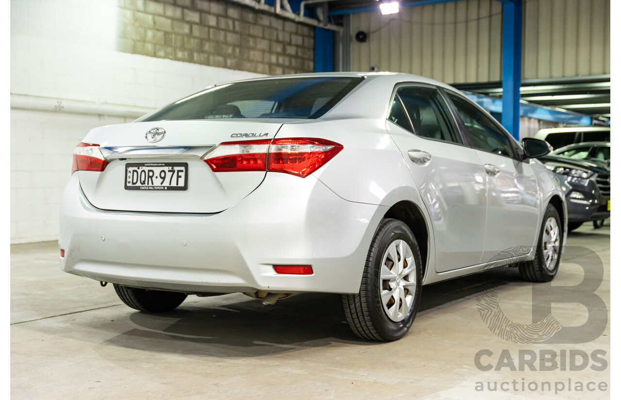 09/2016 Toyota Corolla Ascent (FWD) ZRE172R 4d Sedan Classic Silver Metallic 1.8L