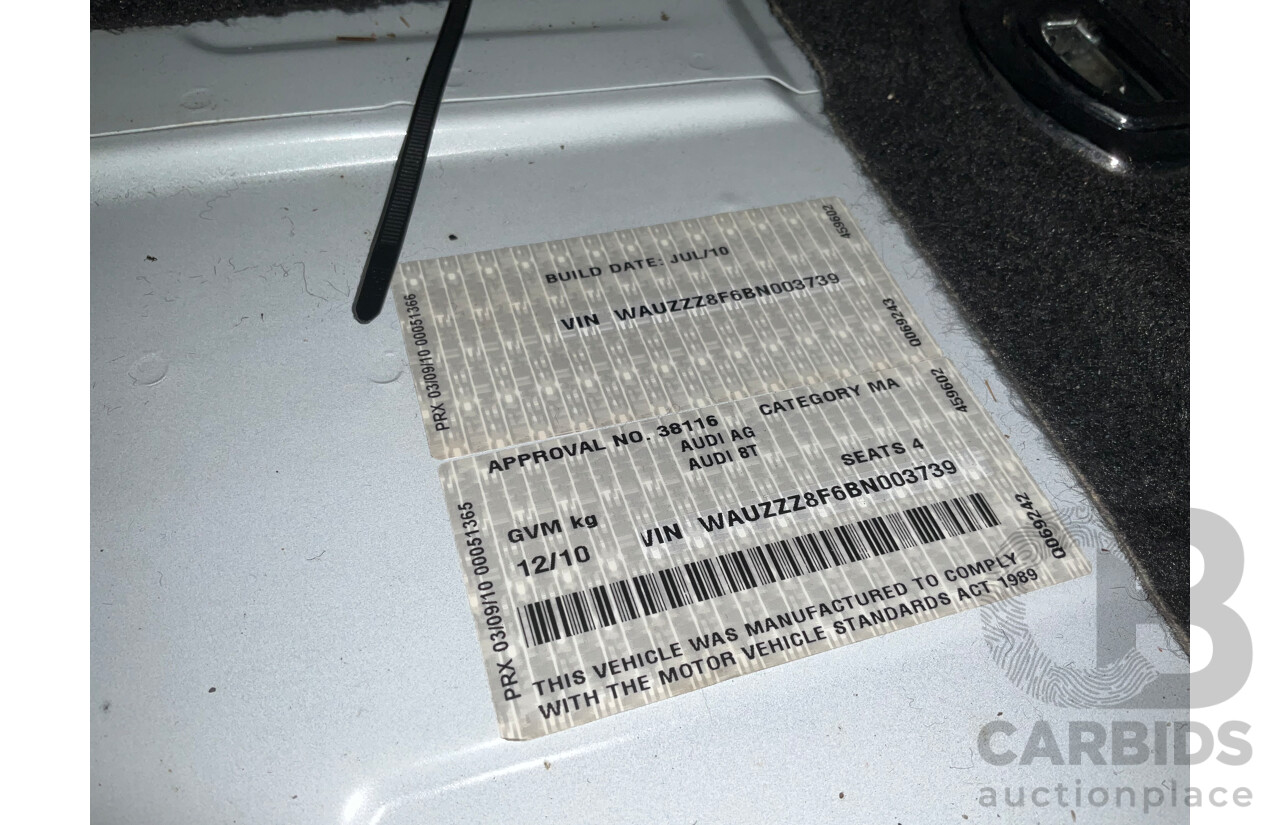 12/2010 Audi A5 2.0 TFSI 8T 2d Cabriolet Ibis White Turbo 2.0L