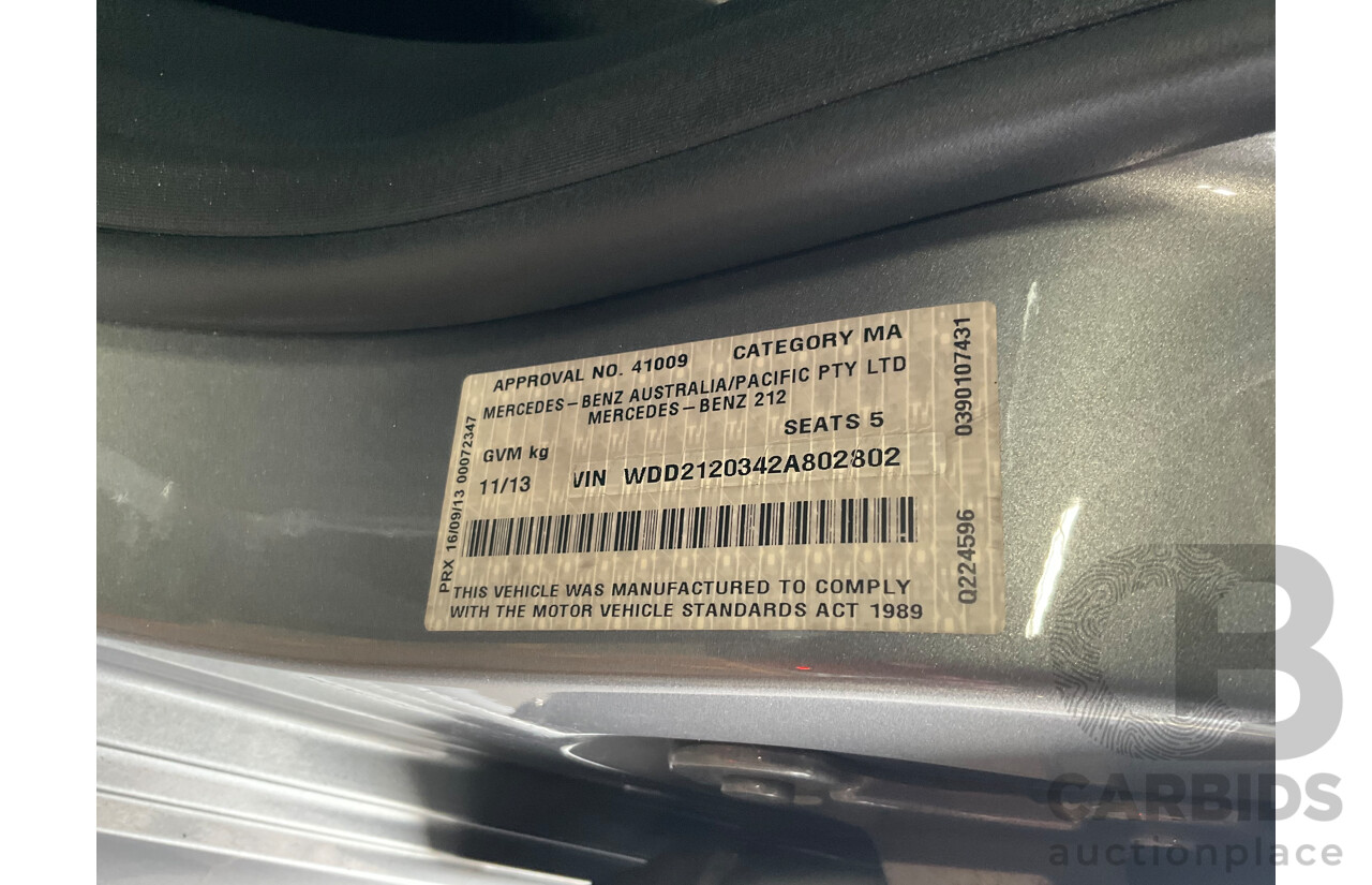 11/2013 Mercedes-Benz E200 Avantgarde BE 212 MY12 4d Sedan Palladium Silver Metallic Turbo 1.8L