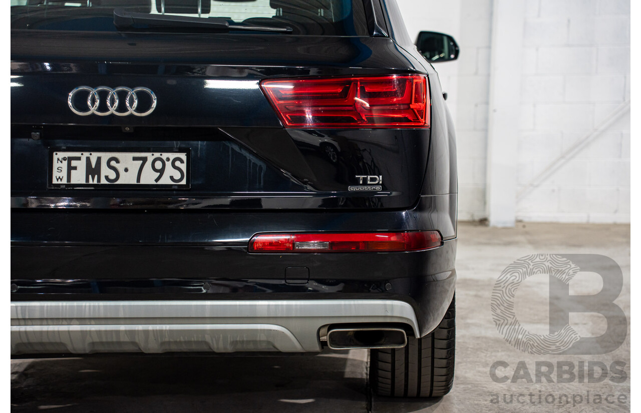 11/2017 Audi Q7 3.0 TDI Quattro (160kW AWD) 4M MY18 4d Wagon Orca Black Metallic Turbo Diesel V6 3.0L