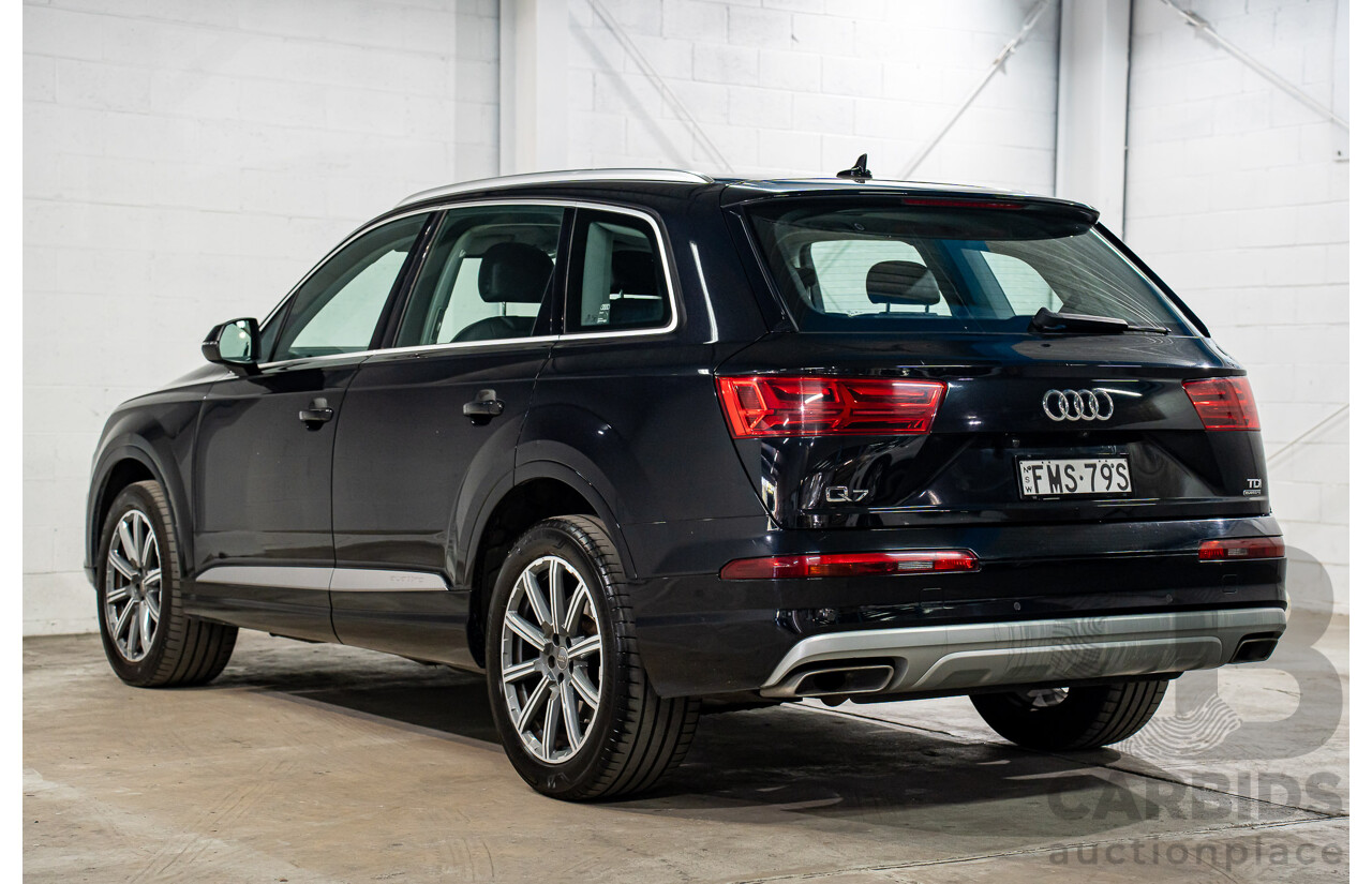 11/2017 Audi Q7 3.0 TDI Quattro (160kW AWD) 4M MY18 4d Wagon Orca Black Metallic Turbo Diesel V6 3.0L