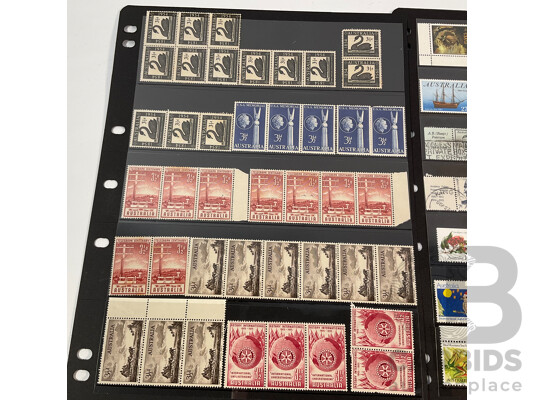Collection of Australian Predecimal and Decimal Stamps Including Mint Strips and Blocks
