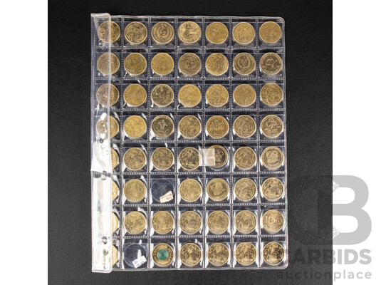 Australian One Dollar Commemorative/Circulation Coin Collection Spanning 1984 to 2026, Lacking 2021 Mob of Roos and 2016 Fifty Years Decimal Currency with Two 2026 Two Dollars, Bluey for Real and Bingo-Hooray