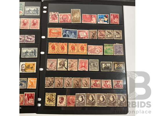 Collection of Australian Predecimal Stamps Including Kookaburras, Aboriginal Art, Antartic Territory