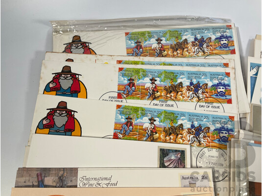 Australian 1980's First Day Covers Including Vending Machine Issues, Antarctic Scenes Series One, Parliament House Opening, Waltzing Matilda, Charles and Diana Wedding and More