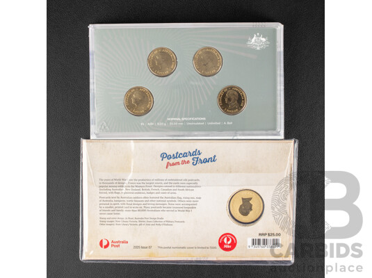Royal Australian Mint 2025 60th Anniversary Four Coin Set, Mint Marked and Privy Marked with 2025 Postcards From the Front PNC