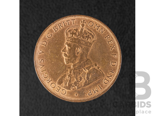 Australian 1936 KGV Penny, High Grade in Rotating Holder