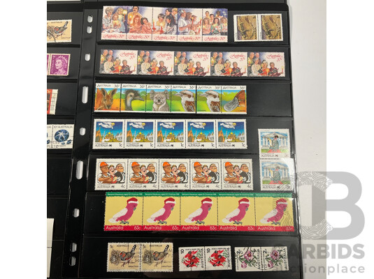 Collection of Australian Predecimal and Decimal Stamps, Many Mints, Blocks, Booklets, Ten Dollar Tom Roberts, Perfins, Mini Sheets, Aerogrammes, Double Sided Hangers