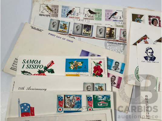 Collection of Vintage First Day Covers and Stamp Sets Including Tonga, Fiji, New Herbides, Nauru, Keeling Islands, Australia, Norfolk Island, Tokelau Islands, Pitcairn Islands, Cook Islands, Vanuatu, Gibraltar