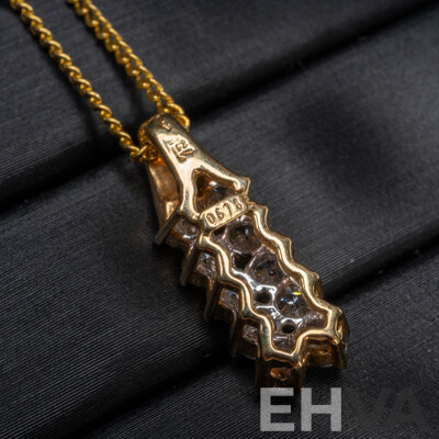 18ct Yellow Gold Diamond Pendant with Gold Tone Necklace - 1.89gms