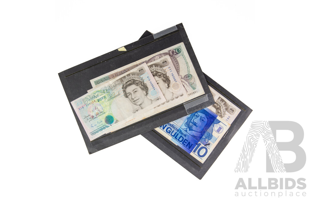 United Kingdom Banknotes Including Twenty Pound, Three 1992 Ten Pound, Two Five Pound, Netherlands Ten Gulden Note