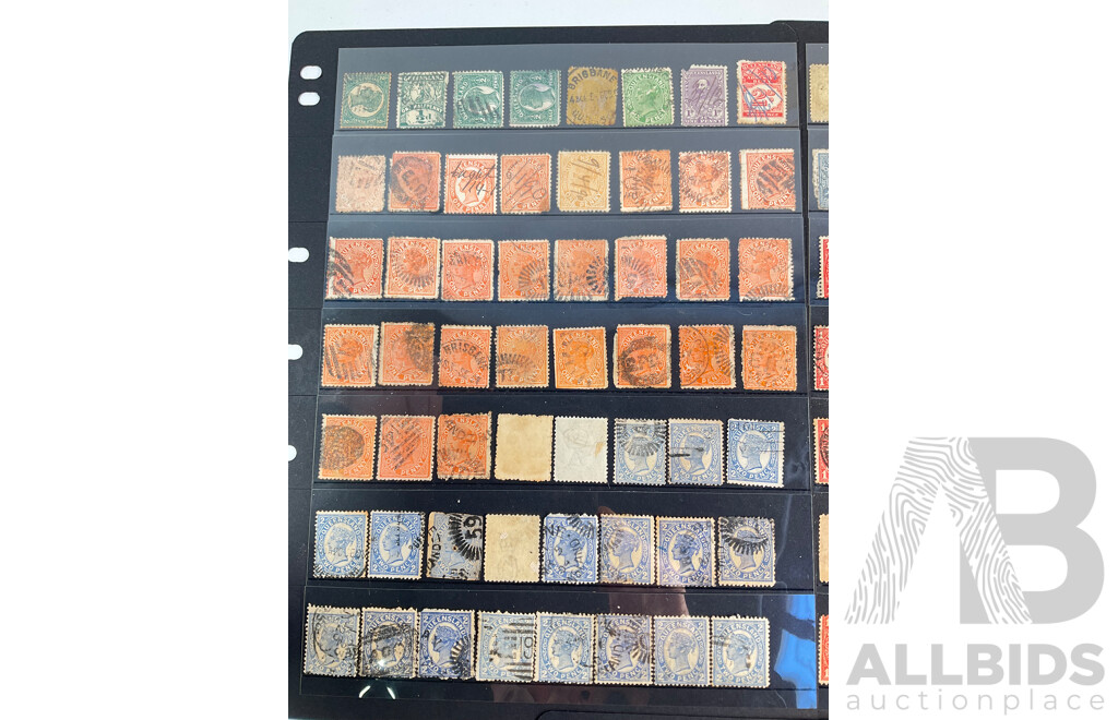 Collection of Australian Predecimal Queensland QV Stamps, Hand Cancel, Two Shillings