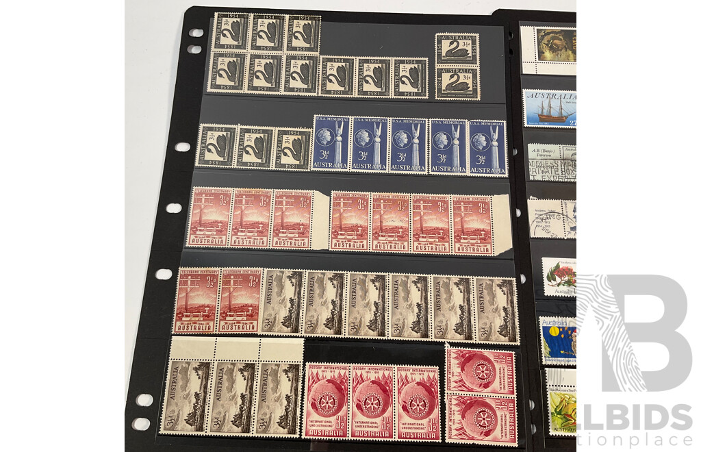 Collection of Australian Predecimal and Decimal Stamps Including Mint Strips and Blocks