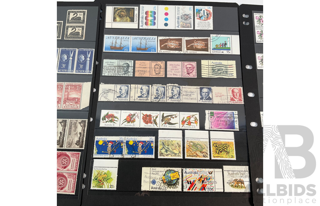 Collection of Australian Predecimal and Decimal Stamps Including Mint Strips and Blocks