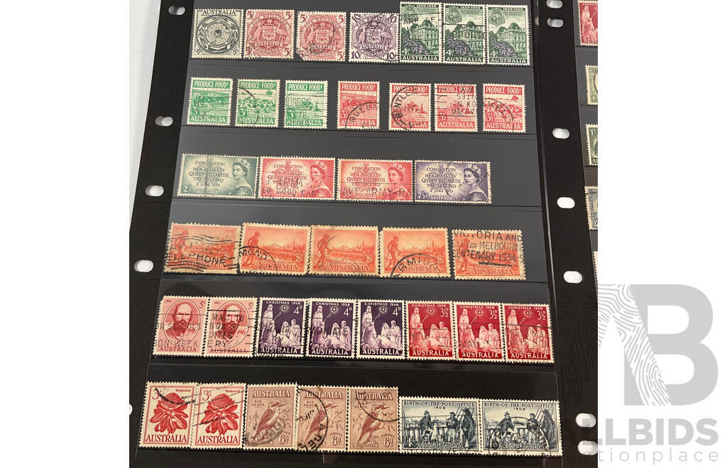 Collection Australian Predecimal and Decimal Stamps Including Kangaroo on Map, Various Watermarks