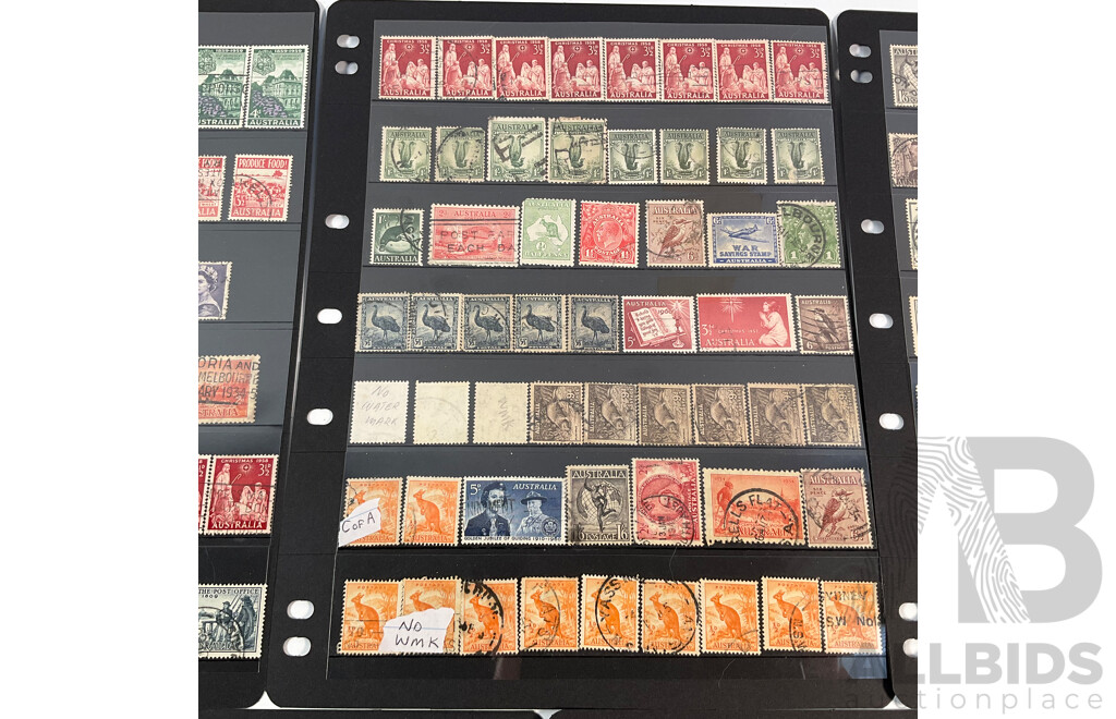 Collection Australian Predecimal and Decimal Stamps Including Kangaroo on Map, Various Watermarks