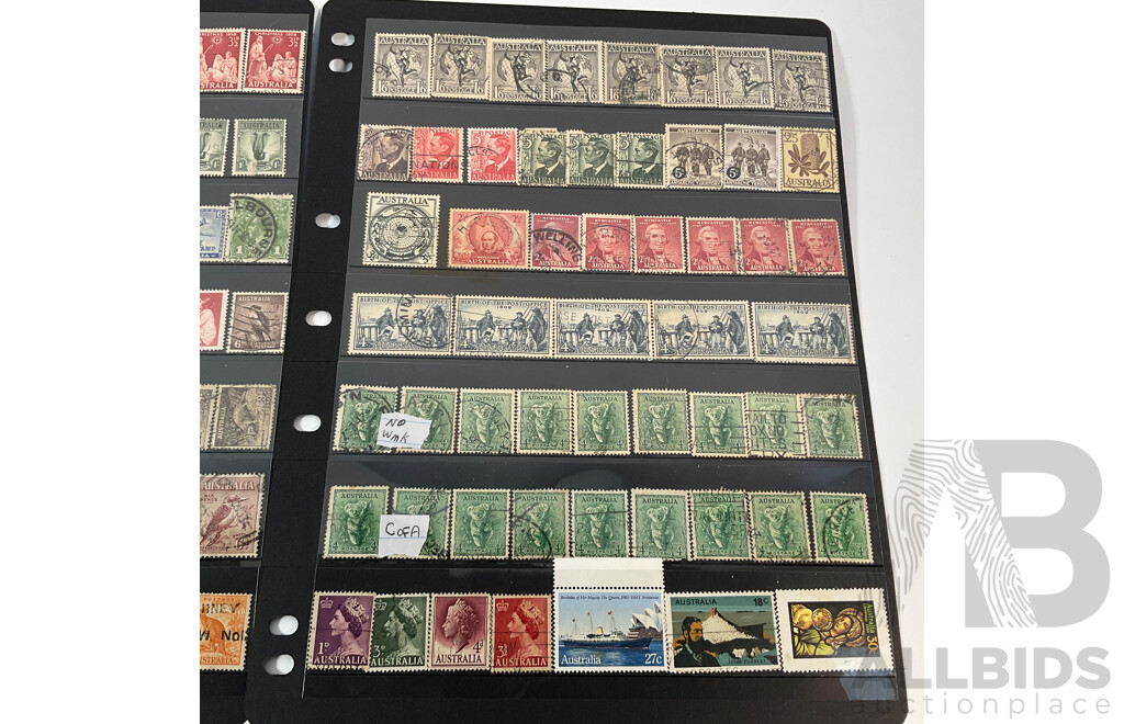 Collection Australian Predecimal and Decimal Stamps Including Kangaroo on Map, Various Watermarks