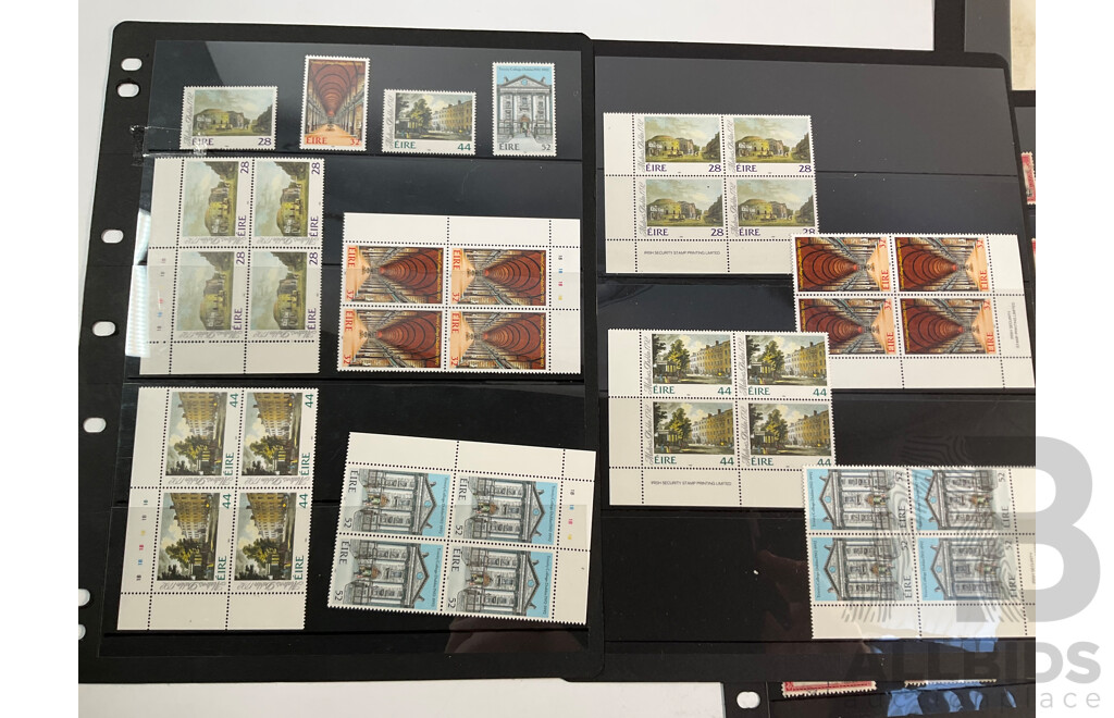 Collection of Vintage International Mint and Cancelled Stamps Including British Solomon Islands, Norway, Netherlands, Nigeria, Australia, Ireland, Gilbert & Ellice Islands, Samoa, Dominica, Uganda, Tanganyika, Bahamas, Seychelles