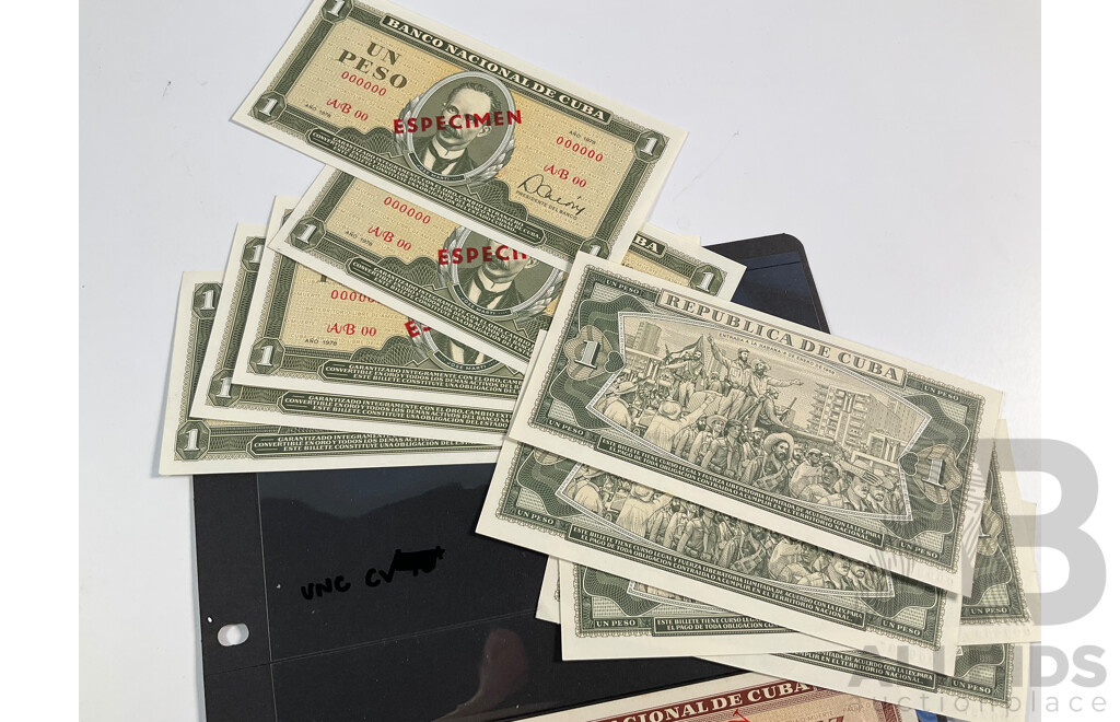 Collection of 1960's/70's Cuban UNC Specimen Bank Notes